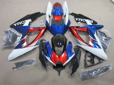 Bleu Rouge Blanc 2008-2010 GSXR 600 Carénage Moto