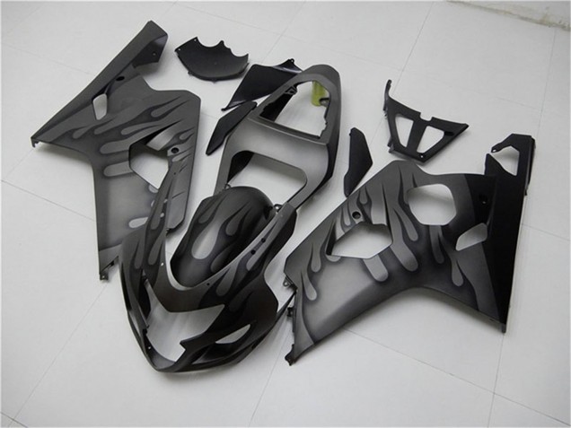 Carénages Moto Suzuki GSXR 600/750 2004-2005 - Gris Noir Flamme