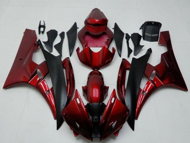 Kits Carénage Moto Yamaha YZF R6 2006-2007 - Rouge Noir Mat