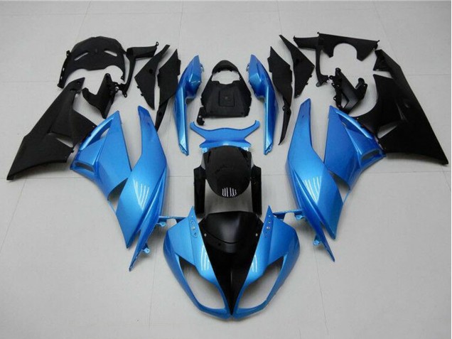 Carénages Moto Kawasaki ZX6R 2009-2012 - Bleu Clair Noir Brillant
