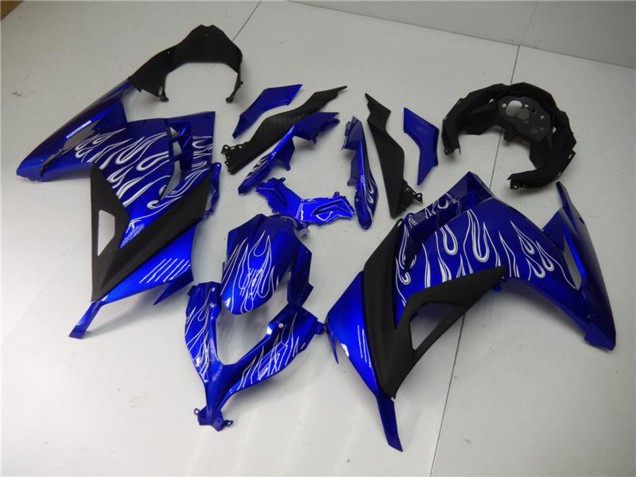 Carénages Moto Kawasaki Ninja 300 EX300R 2013-2017 - Bleu Noir Blanc Flamme