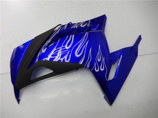 Carénages Moto Kawasaki Ninja 300 EX300R 2013-2017 - Bleu Noir Blanc Flamme
