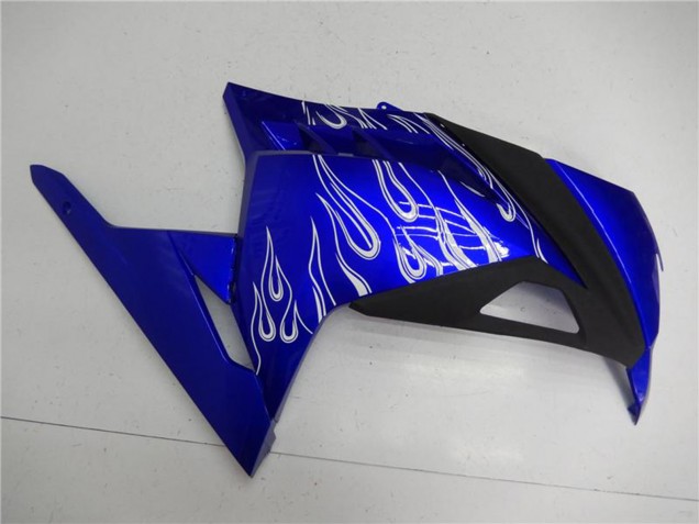 Carénages Moto Kawasaki Ninja 300 EX300R 2013-2017 - Bleu Noir Blanc Flamme