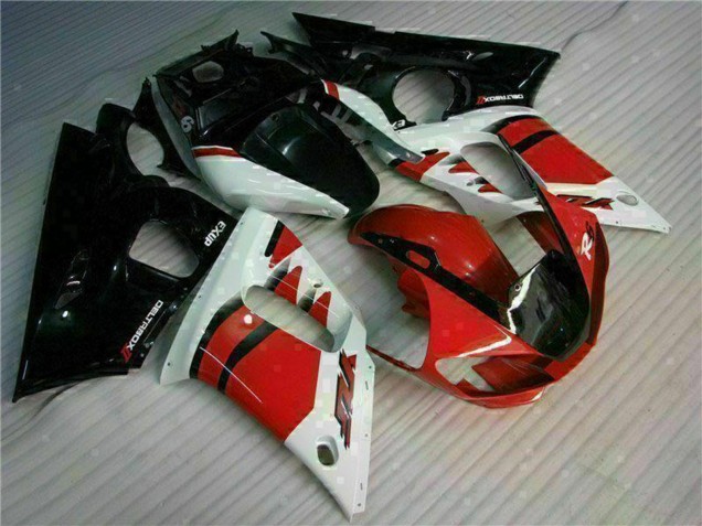 Carénage Moto Yamaha YZF R6 1998-2002 - Blanc Rouge Noir Brillant