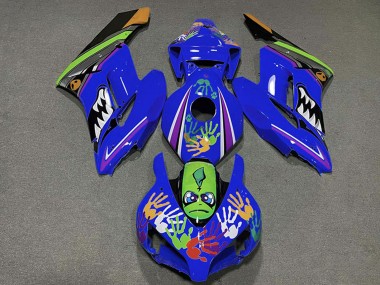 Carénages Moto Honda CBR1000RR 2004-2005 - Bleu Vert Orange Noir Requin