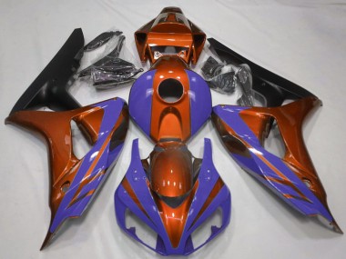 Carénages Moto Honda CBR1000RR 2006-2007 - Orange Bleu Noir Mat