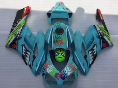 Carénages Moto Honda CBR1000RR 2004-2005 - Bleu Vert Noir Rouge Requin