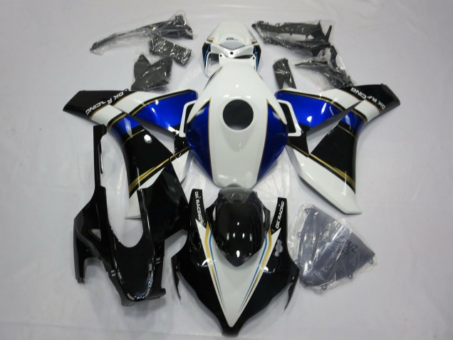 Carénages Moto Honda CBR1000RR 2008-2011 - Blanc Bleu Or Noir Brillant