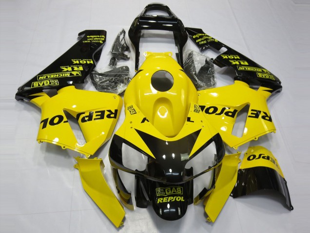 Carénages Moto Honda CBR600RR 2003-2004 - Jaune Noir Brillant Repsol