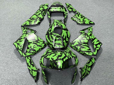 Carénages Moto Honda CBR600RR 2003-2004 - Vert Noir Camouflage