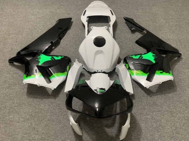 Carénages Moto Honda CBR600RR 2003-2004 - Blanc Vert Noir Brillant Splatter