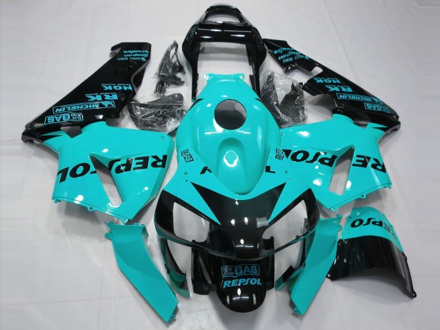 Carénages Moto Honda CBR600RR 2003-2004 - Bleu Clair Noir Brillant Repsol