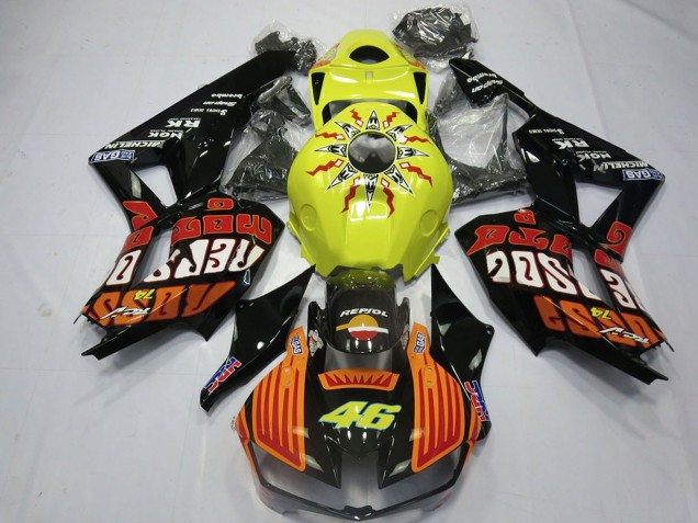 Carénages Moto Honda CBR600RR 2013-2026 - Jaune Orange Noir Brillant Rossi 46