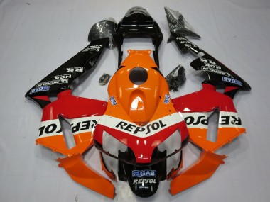 Carénages Moto Honda CBR600RR 2003-2004 - Orange Blanc Rouge Noir Brillant OEM Style Repsol