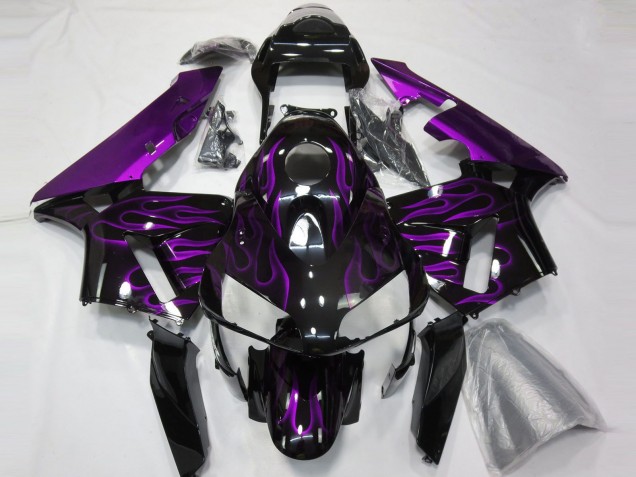 Carénages Moto Honda CBR600RR 2003-2004 - Noir Brillant Violet Flamme