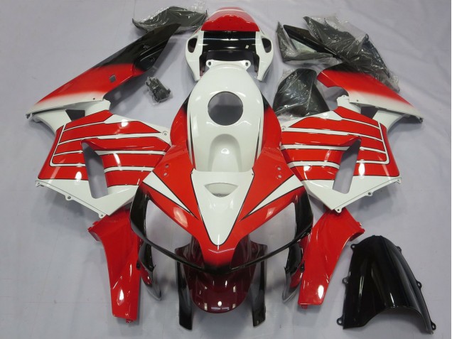 Carénages Moto Honda CBR600RR 2005-2006 - Blanc Rouge Noir Large Bande