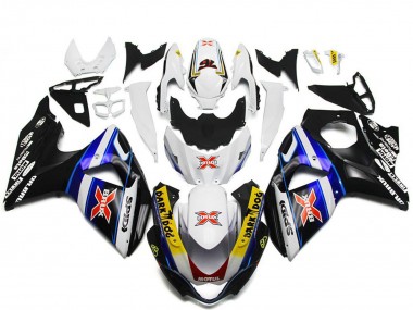 Carénages Moto Suzuki GSXR 1000 2009-2016 - Blanc Bleu Noir SPIDI Dark Dog