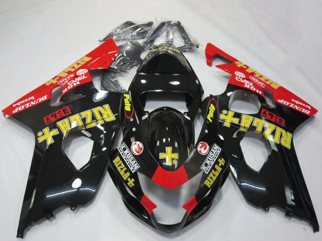Carénages Moto Suzuki GSXR 600 / GSXR 750 2004-2005 - Noir Brillant Rouge Jaune Rizla