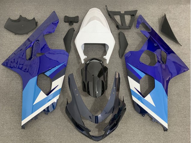 Carénage Moto Suzuki GSXR 600 / GSXR 750 2004-2005 - Blanc Bleu Noir