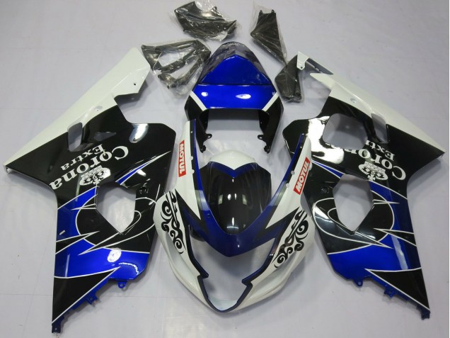 Carénages Moto Suzuki GSXR 600 / GSXR 750 2004-2005 - Blanc Bleu Noir Corona Motul