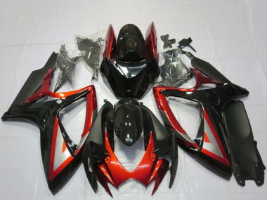 Carénages Moto Suzuki GSXR 600 / GSXR 750 2006-2007 - Noir Brillant Rouge Argent