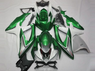Carénages Moto Suzuki GSXR 600 / GSXR 750 2008-2010 - Blanc Vert Argent Noir Brillant