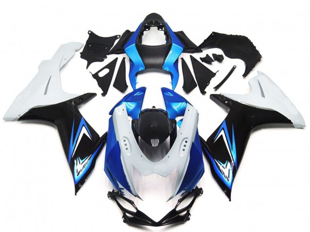 Carénages Moto Suzuki GSXR 600 / GSXR 750 2011-2024 - Blanc Bleu Clair Noir Brillant