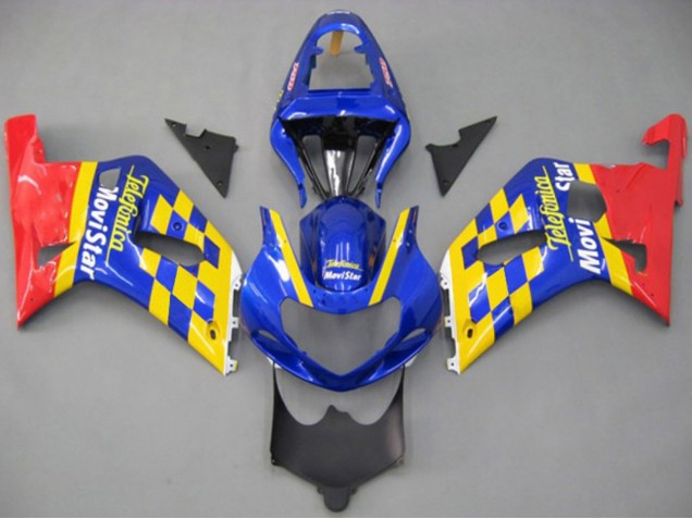 Carénages Moto Suzuki GSXR 600 / GSXR 750 2001-2003 - Bleu Jaune Rouge Telefonica MoviStar