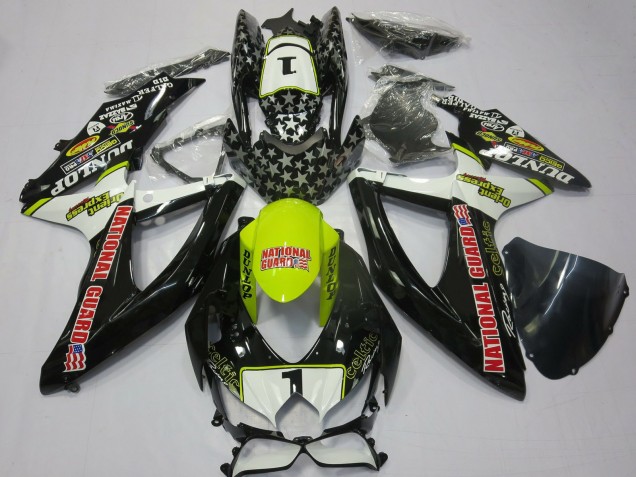 Carénages Moto Suzuki GSXR 600 / GSXR 750 2008-2010 - Blanc Jaune Rouge Noir National Guard