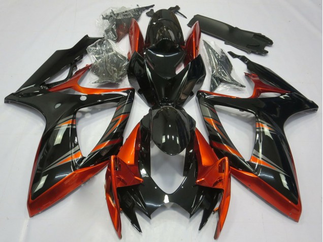 Carénages Moto Suzuki GSXR 600 / GSXR 750 2006-2007 - Orange Noir Brillant