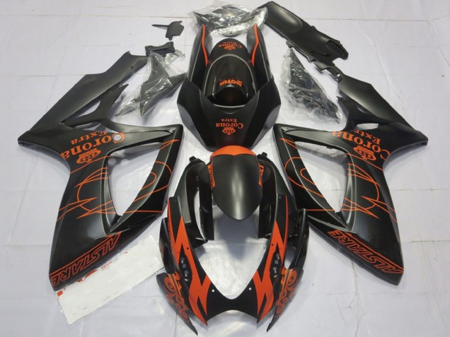 Carénages Moto Suzuki GSXR 600 / GSXR 750 2006-2007 - Noir Mat Orange Corona Extra Alstare Motul