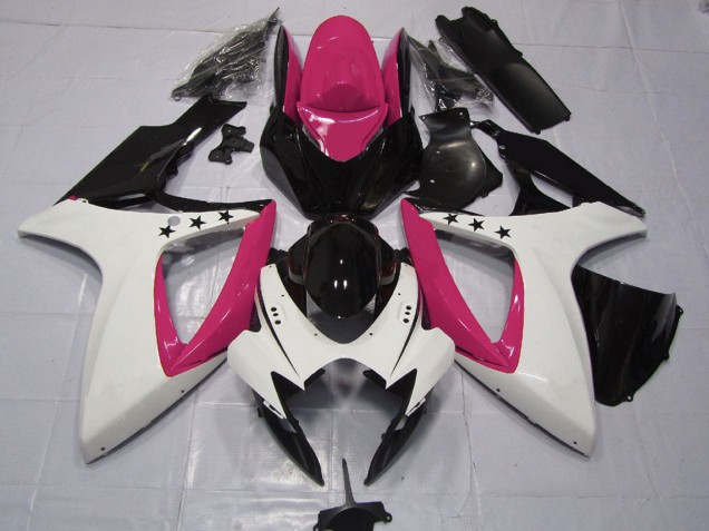 Carénages Moto Suzuki GSXR 600 / GSXR 750 2006-2007 - Rose Blanc Noir Brillant Étoile