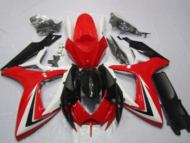 Carénages Moto Suzuki GSXR 600 / GSXR 750 2006-2007 - Blanc Rouge Noir Brillant Bande
