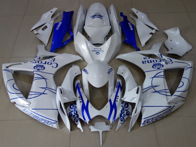Carénages Moto Suzuki GSXR 600 / GSXR 750 2006-2007 - Blanc Bleu Corona Alstare