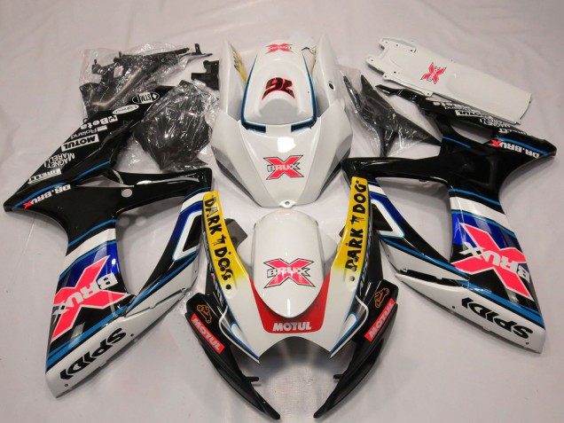 Carénages Moto Suzuki GSXR 600 / GSXR 750 2006-2007 - Blanc Rouge Bleu Jaune Dark Dog X 76 BRUX