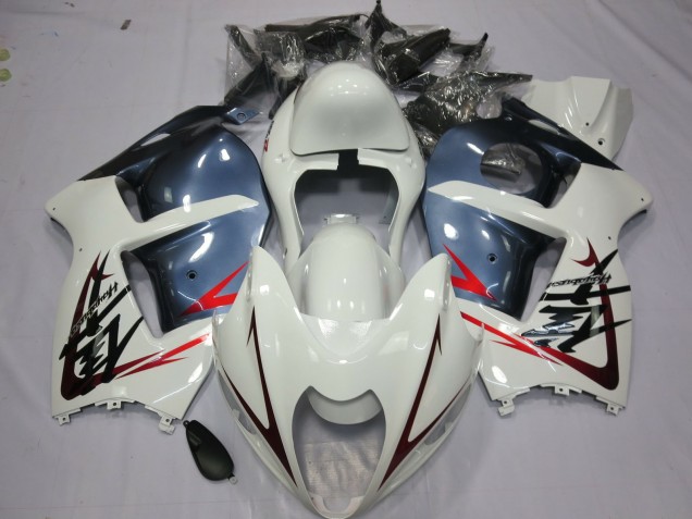 Carénages Moto Suzuki GSXR 1300 1996-2007 - Blanc Bleu Poussiéreux