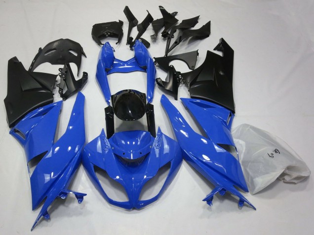 Carénages Moto Kawasaki ZX6R 2009-2012 - Bleu Noir Brillant Noir Mat