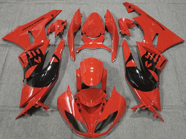 Carénages Moto Kawasaki ZX6R 2009-2012 - Rouge Noir Brillant Punisher