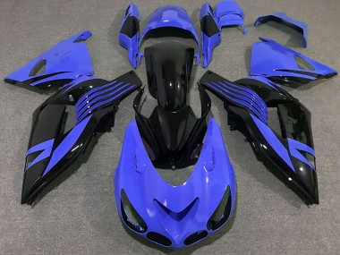 Carénages Moto Kawasaki ZX14R 2006-2011 - Bleu Noir Brillant