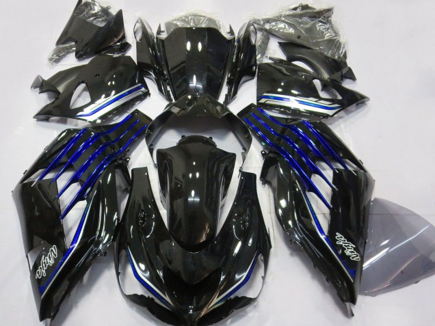 Carénages Moto Kawasaki ZX14R ZZR1400 2012-2024 - Noir Brillant Bleu