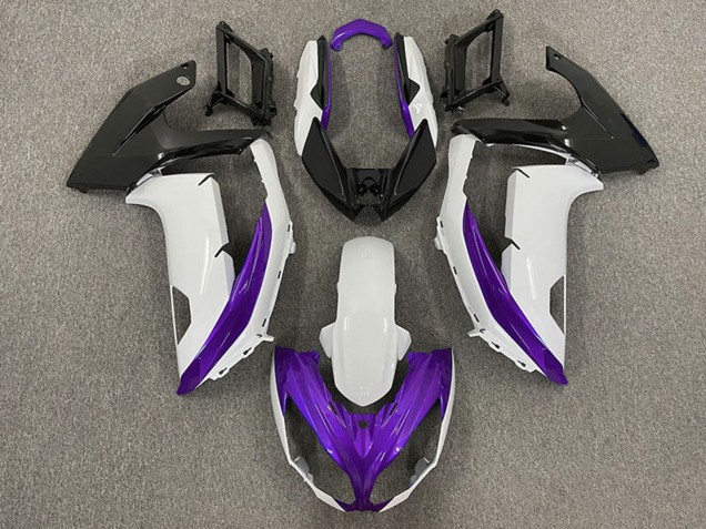 Carénages Moto Kawasaki Ninja 650R 2009-2011 - Blanc Violet Noir Mat