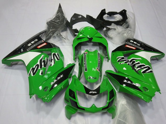 Carénages Moto Kawasaki Ninja 250 2008-2012 - Vert Blanc Noir
