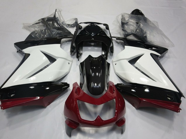 Carénages Moto Kawasaki Ninja 250 2008-2012 - Blanc Rouge Noir Brillant