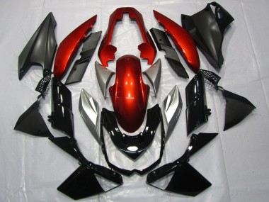 Carénages Moto Kawasaki Z1000 2010-2013 - Rouge Argent Noir Brillant