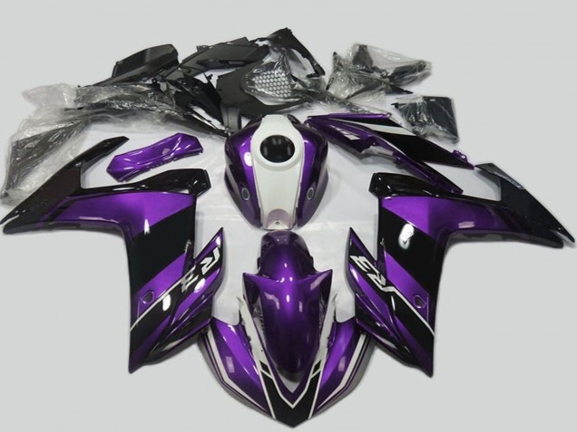 Carénage Moto Yamaha R3 2015-2018 - Violet Blanc Noir Brillant