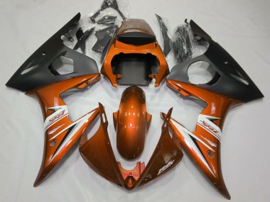 Carénages Moto Yamaha R6 2003-2004 - Orange Blanc Noir Mat