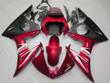 Carénages Moto Yamaha R6 2003-2004 - Rouge Blanc Noir Mat