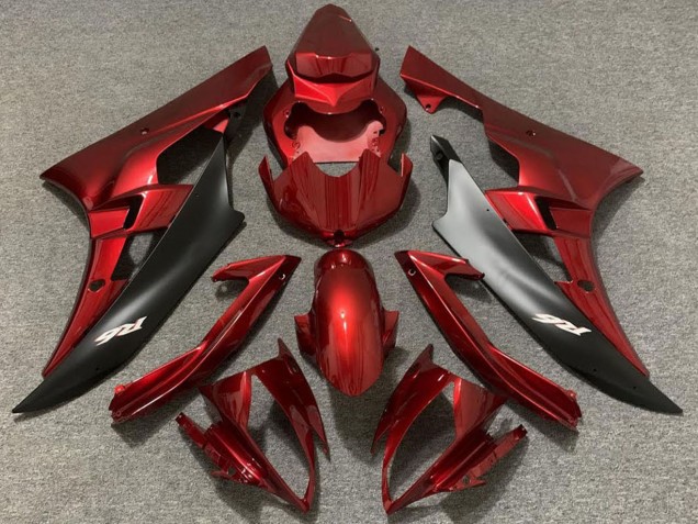 Carénages Moto Yamaha R6 2006-2007 - Rouge Noir Mat