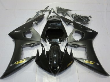 Carénages Moto Yamaha R6 2003-2004 - Noir Brillant Noir Mat Or Décalque