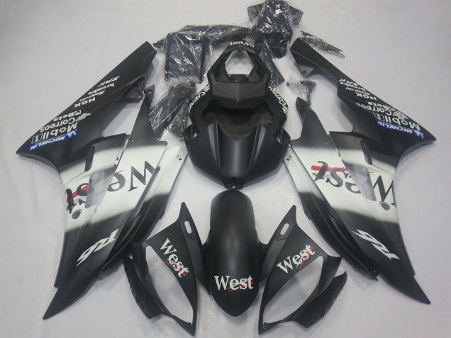Carénages Moto Yamaha R6 2006-2007 - Noir Mat Blanc West Michelin